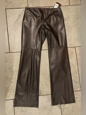 Danier Real Italian Leather Pants size 10 Dark Chocolate Brown NWT